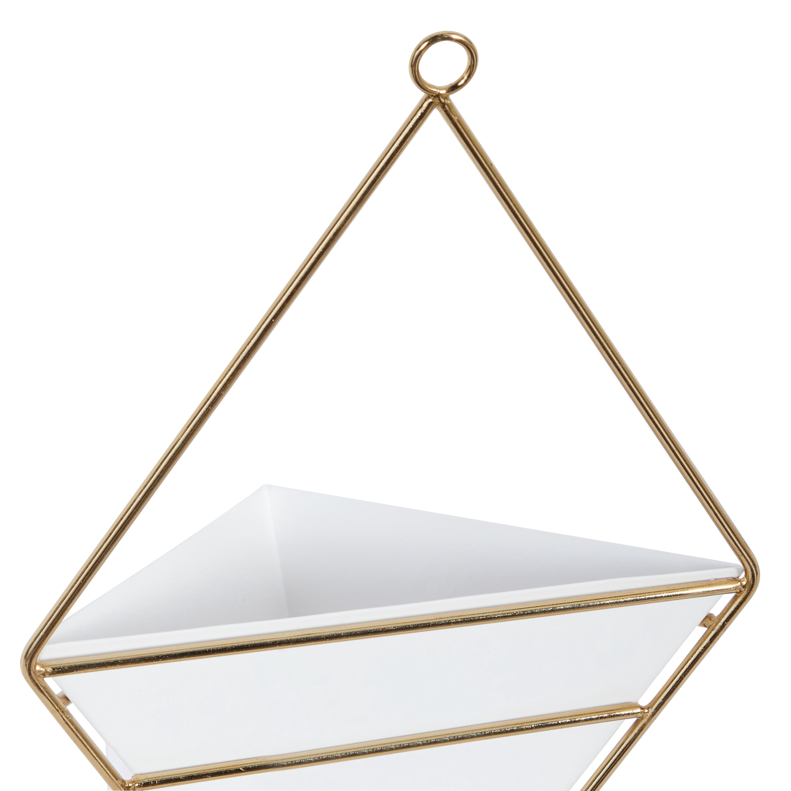 CosmoLiving by Cosmopolitan 8"W, 13"H Pyramid White Metal Indoor Outdoor Triangle Geometric Wall Planter (2 Count)