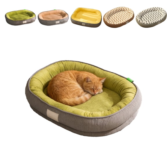 Orthopedic Cat Sofa Bed, Soft Cloth Four-Sided Bolster Egg Crate Foam Pet Couch 20x16in, Removable Washable Cover Non-Slip Bottom Winter Warm Anti-Anxiety Indoor Pet Bed, Christmas Holiday Pet Gift