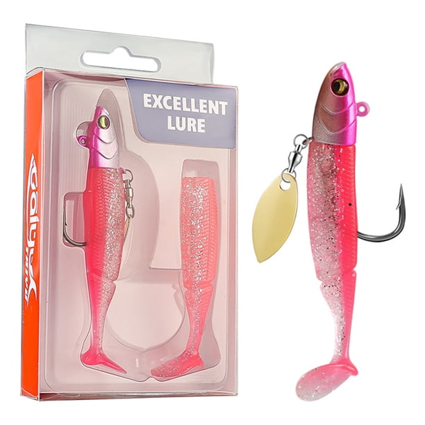 Señuelo Silicona Con Cola en T Wobblers Jig Head Señuelos Pesca Suaves para Lucio () Rosa