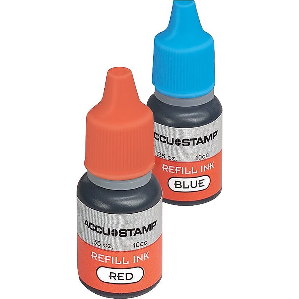 AccuStamp Ink Refill, PreInked, Red & Blue 032958