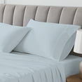 thumbnail image 4 of 100% Cotton Standard Pillowcases, 400 Thread Count Sateen Green Wrinkle-Resistant 2- Piece Set Light Blue by Purity Home, 4 of 8