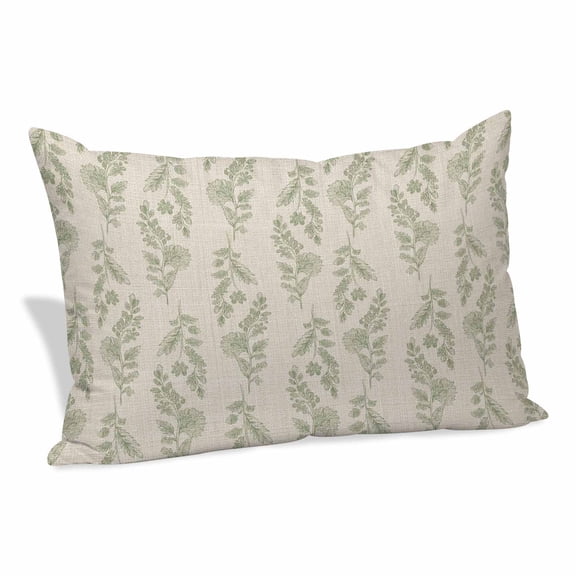 Green Botanical Pillow Protectors with Zipper Standard Size, Pastoral Elegant Spring Floral Rustic Soft Brushed Microfiber Breathable Throw Pillow Covers, Pillowcase for Couch Sofa Bedroom 20"x26"