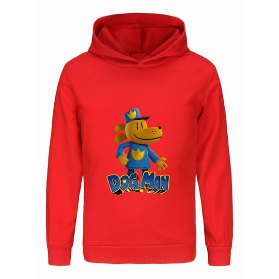 Dog Man 3D Animated Close-Up Kids Hoodie – Action Comic Hero Sweatshirt for Boys & Girls