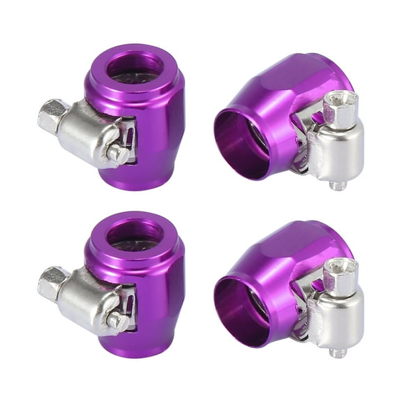 4pcs AN4 Hex Purple Car Hose Finisher Clamp Adapter Line End Cover Connector
