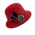 thumbnail image 2 of Vintage Cloche Bucket Bowler Hat Women Church Wedding Fascinator Dress Hat Winter Fedora, Red, 2 of 5