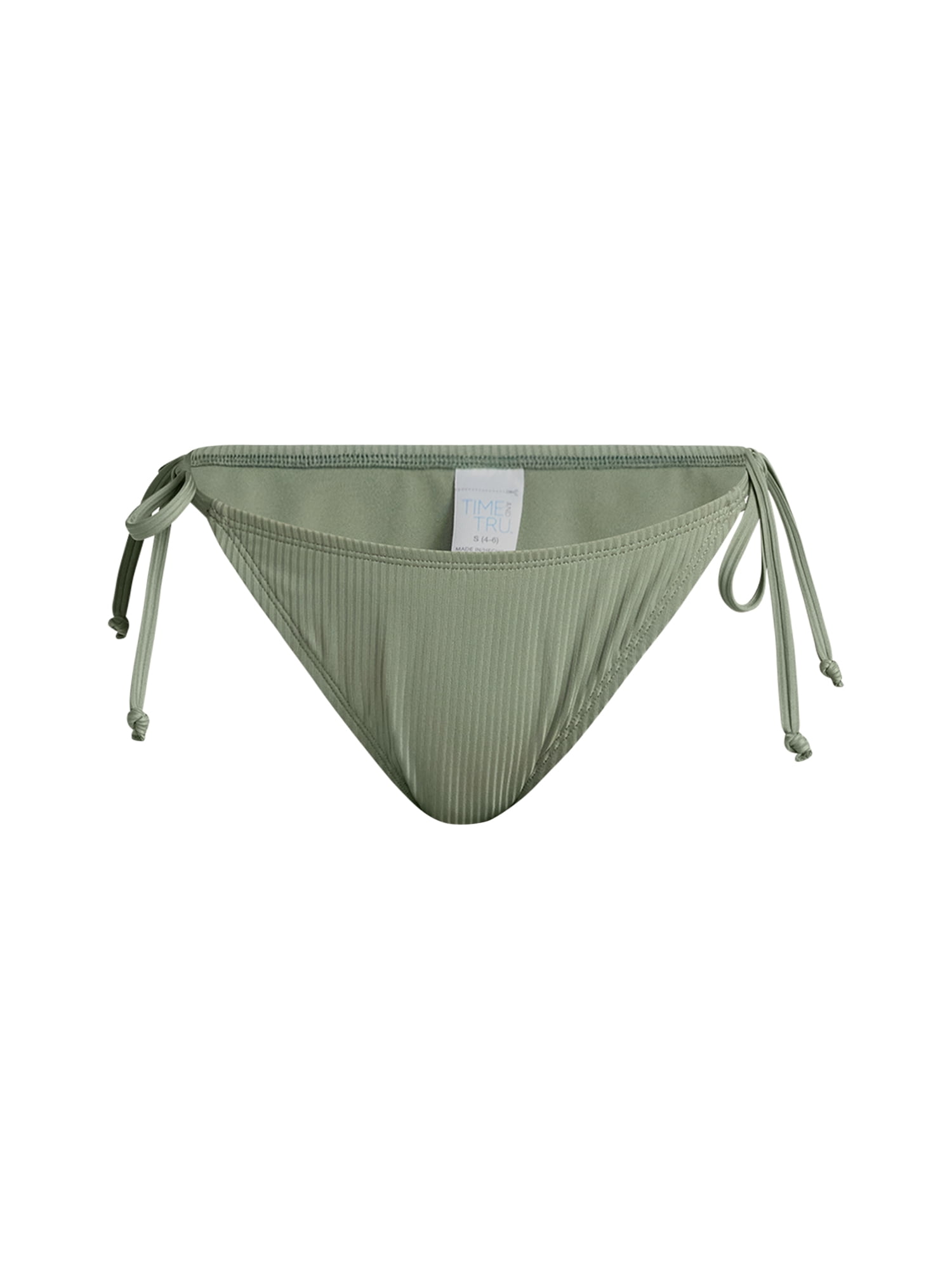 Time and Tru Women's and Women's Plus Ribbed Side Tie Bikini Swim Bottoms, Sizes XS-2X