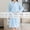 Blue, variant on Women's Flannel Mid-Length Bathrobe, Bow Tie Long Sleeve Pocket Belted Sleep Gown Soft Absorbent Home Shower Robe Purple Free Size