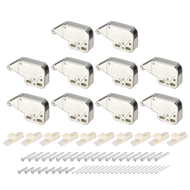 Unique Bargains 10 Set Automatic Spring Loaded Push to Open Door Catch Touch Lock, 48mm Silver