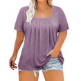 thumbnail image 2 of Tops de Talla Grande para Mujer, Corta, Cuello Cuadrado, Túnica Holgada de Verano para Leggings. Púrpura XL, 2 of 7