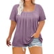 thumbnail image 2 of Tops de Talla Grande para Mujer, Corta, Cuello Cuadrado, Túnica Holgada de Verano para Leggings. Púrpura XL, 2 of 7