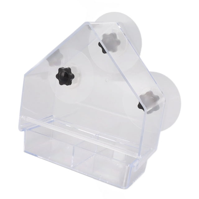 Window Bird Feeder, Attractive Detachable Tray Easy To Clean Transparent Window Bird Feeder with 3 Strong Suction Cups for Finches for Robins for Home
