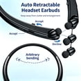 thumbnail image 6 of Retractable Neckband Bluetooth Headphones Wireless Earbuds, Around The Neck Headset with Noise Cancelling Microphone, IPX5 Sweatproof Sports Earphones for iPhone Android (Black), 6 of 9