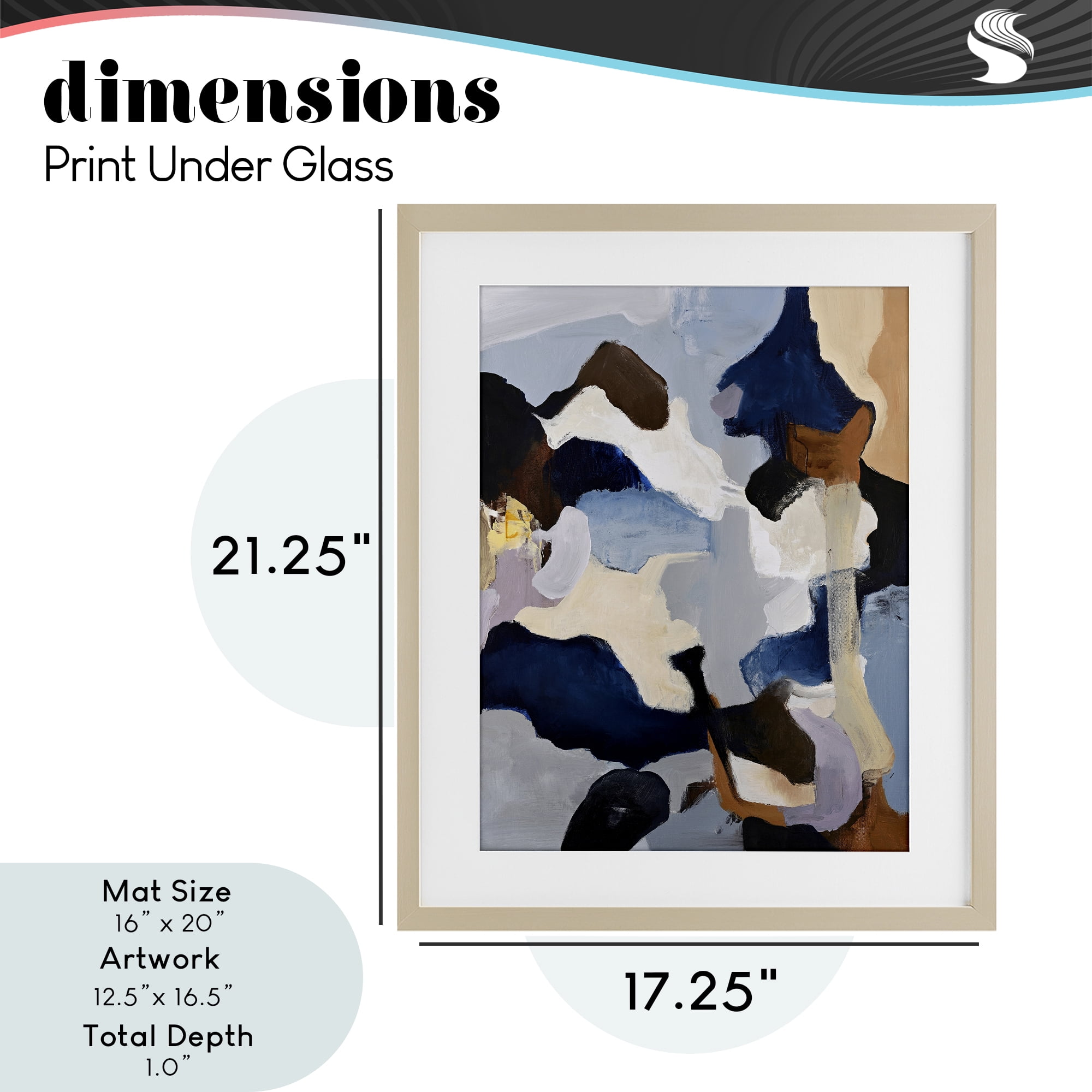 Cool Tones Composition Birch Framed Print Under Glass, design by Design Fabrikken