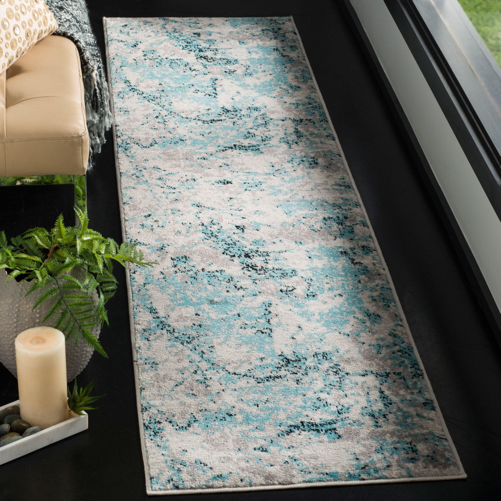 SAFAVIEH Skyler Joisse Abstract Area Rug, Charcoal/Ivory, 5'1" x 7'6"