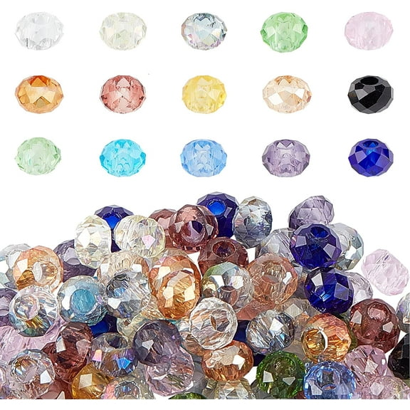 100pcs 8x5mm Faceted Large Hole European Beads Mixed Color Rondelle Large Hole Beads for DIY Snake Chain Charm Bracelet Making Hole: 3mm
