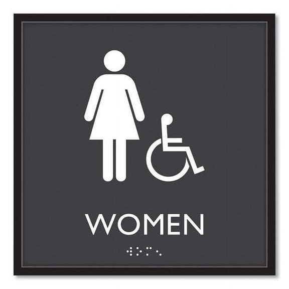 8 in. x 8 in. Women Accessible Plastic ADA Sign - Clear/White