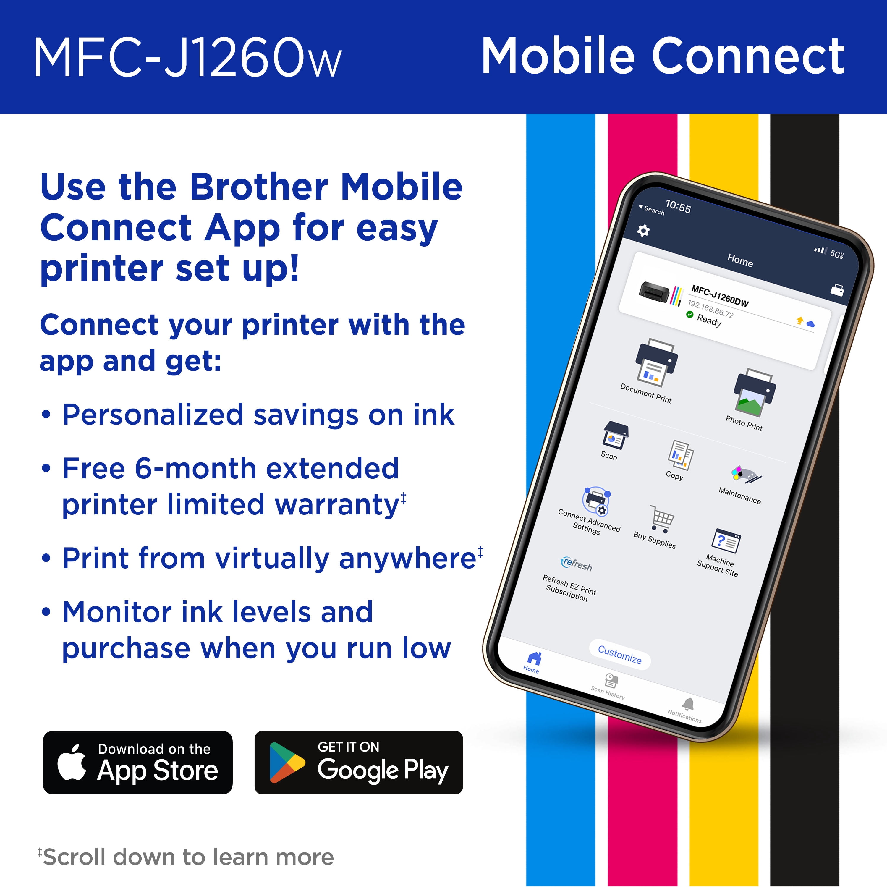 Brother Work Smart MFC-J1260W Wireless Color Inkjet All-in-One Printer