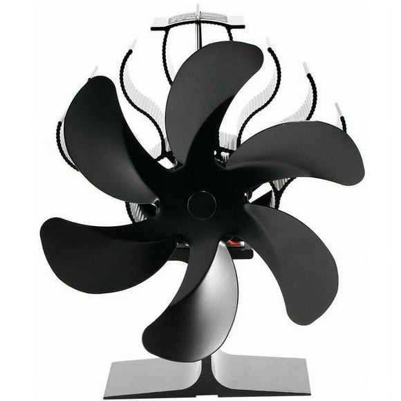 Energy-Saving Wood Stove Fan, Quiet Circulation Silent Operation Heat-Powered Fireplace Eco-Fan for Charcoal Stoves (6-Blade)
