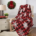 thumbnail image 4 of Red Buffalo Plaid Snowflake Christmas Throw Blanket Christmas Movie Watching Blanket Fleece, Plush, Warm, Cozy Holiday Blanket 40x50 Inches, 4 of 7