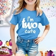 thumbnail image 2 of MEZZALL T-Shirt à Manches Courtes pour Fille d'Anniversaire, Col Rond, Coupe Décontractée, Basique, Bleu Clair, 3-4 Ans, 2 of 4