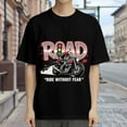 thumbnail image 3 of Black T Shirts for Men, Ride Without Fear,Skeleton On Motorcycle Print Mens Graphic Tees, 24013547,S, 3 of 8