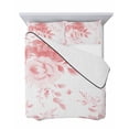 thumbnail image 7 of Quilts Twin Size Bedding Set, Pink Floral Art Lightweight Quilted Comforter, Watercolor Botanical Spring Flowers Soft Reversible Bedspread Coverlet with Pillow Covers for All Season, 68" x 86", 7 of 7
