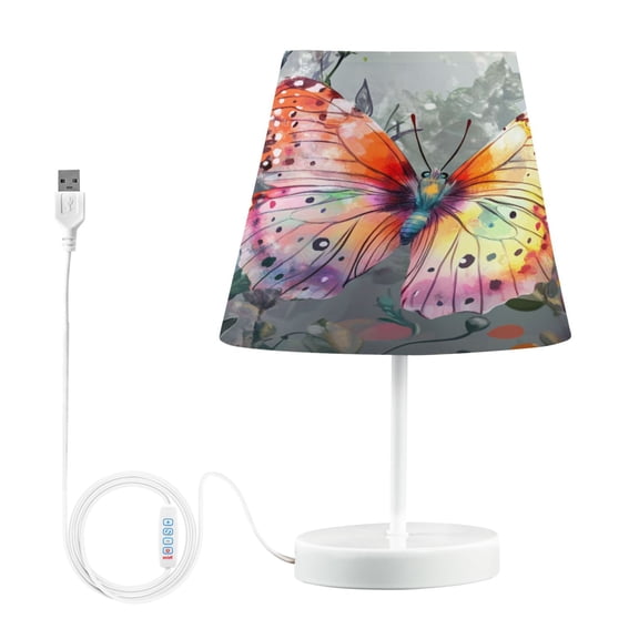 BZSMCE Table Lamp Creative Colorful Butterfly and Flowers Simple Pattern Night Light