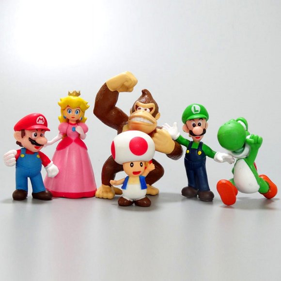 6Pcs Mario Cake Toppers Mario Birthday Cake Decorations Super Bros Birthday Party Supplies