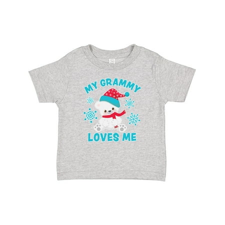 

Inktastic Polar Bear My Grammy Loves Me in Santa Hat with Snowflakes Boys or Girls Baby T-Shirt
