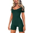 thumbnail image 6 of Lamuusaa Women Short Jumpsuit, Short Sleeve Scoop  Ribbed Solid Slim Fit Playsuit for Daily Street, 6 of 8