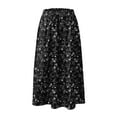 thumbnail image 5 of vigerkar Women's High Elastic Waist Midi Skirt Casual Summer Trendy Tie Front Flowy Ruffle Floral Print A line Skirts 2025 Black, M, 5 of 6