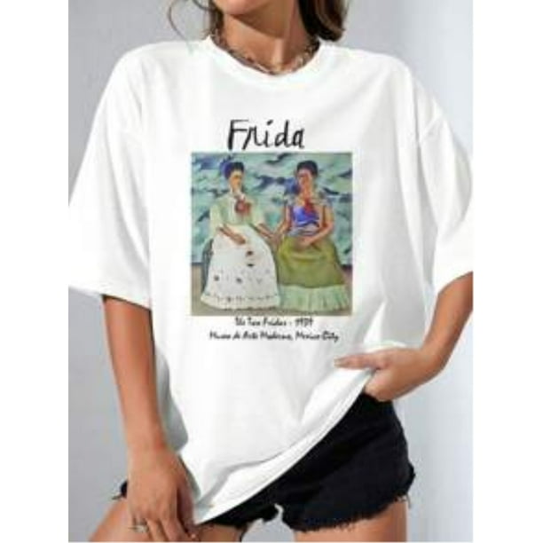 EWH The Two Fridas T-Shirt, Frida Khalo Mexican Painter Vintage Booho Art Print, Soft Cotton T-Shirt, Birthday Gift, Gift To Her