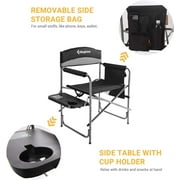 KingCamp Folding Camp Chair Heavy Duty Director Chair with Side Table Cup Holder, Black