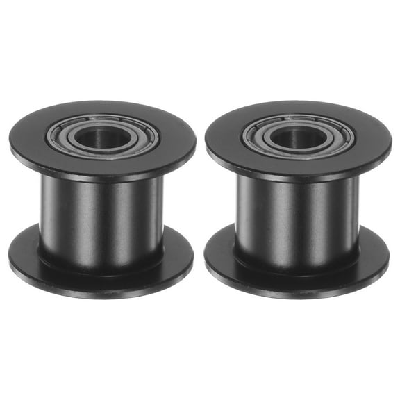 Uxcell 2pcs 2GT Idler Pulley 5mm Bore 18mm Dia. Aluminum Timing Belt for 10mm Width Belt 3D Printer, Black