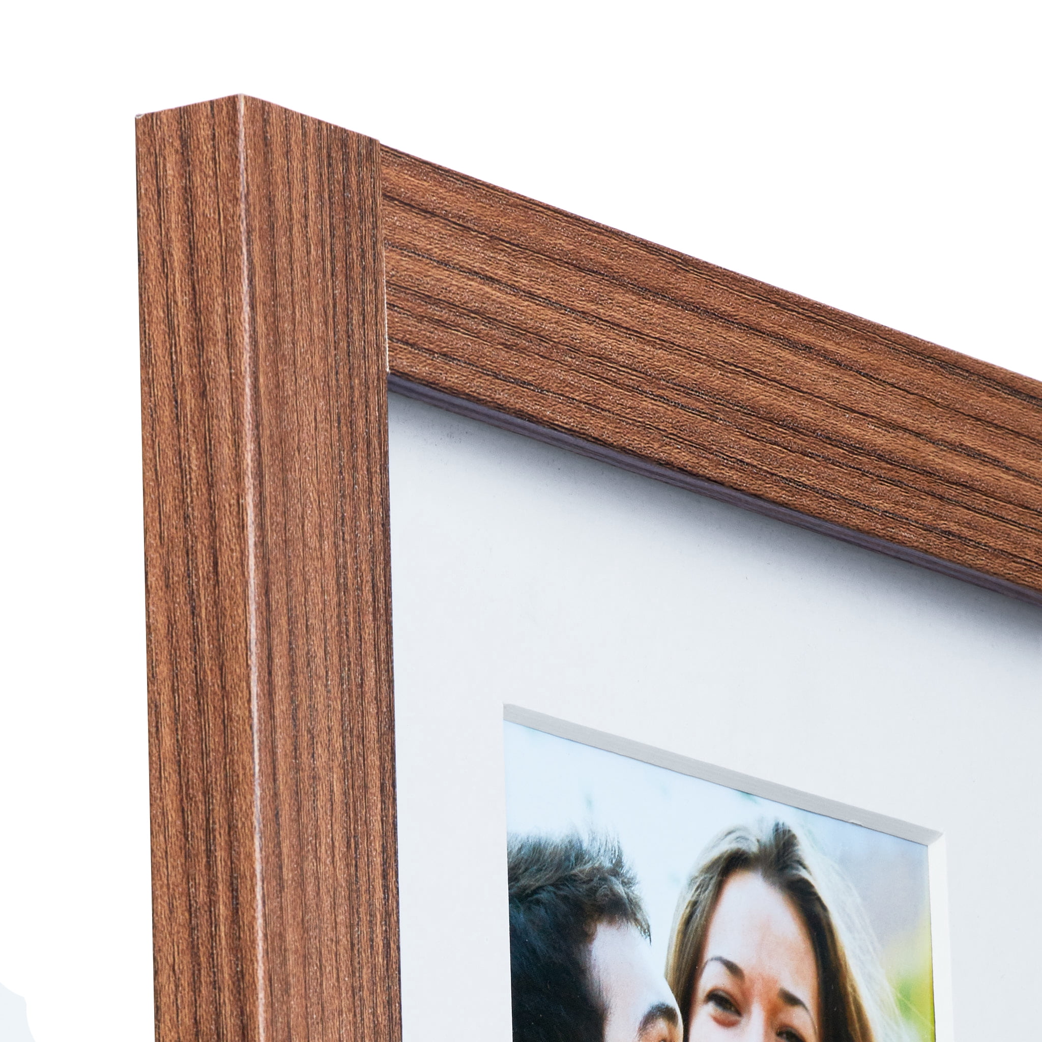 Mainstays 8x10 Matted to 5x7 Carpenter Joint Walnut Finish Tabletop Frame
