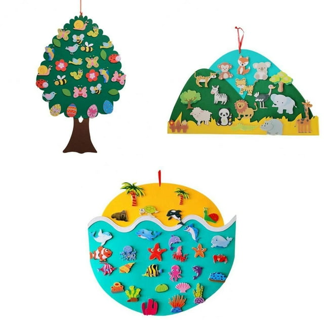 3 Tableros de Fieltro para Bebé, Juguete Sensorial, Decoración de Ventana, Juguete de Actividad de de 3