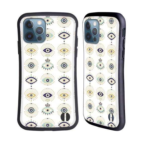 Head Case Designs Officially Licensed Cat Coquillette Linear White Evil Eyes Pattern Hybrid Case Compatible with Apple iPhone 12 / iPhone 12 Pro