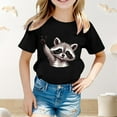 thumbnail image 2 of Curuila Kids Girls T Shirt Short Sleeve Casual Loose Fit Animal Print Crew Neck Summer Tops Black Size 3-4 Years, 2 of 4