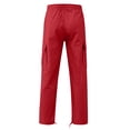 thumbnail image 6 of Work Pants for Men Nelozsy Men Solid Casual Multiple Pockets Outdoor Straight Type Fitness Pants Cargo Pants Trousers Red XL, 6 of 9