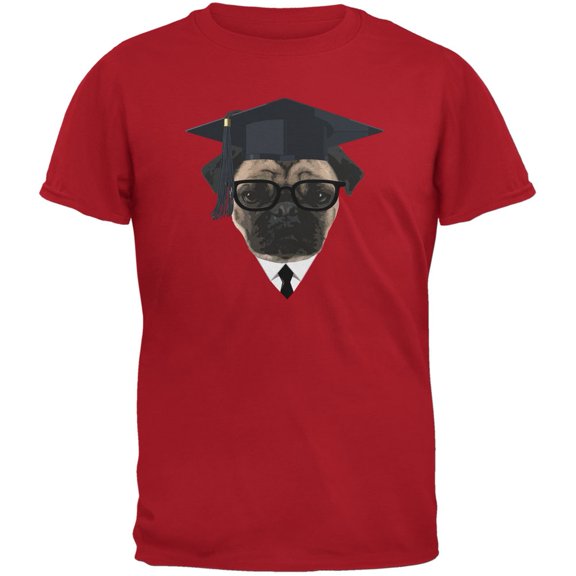 Graduation - Graduate Pug Funny Red Adult T-Shirt - 2X-Large