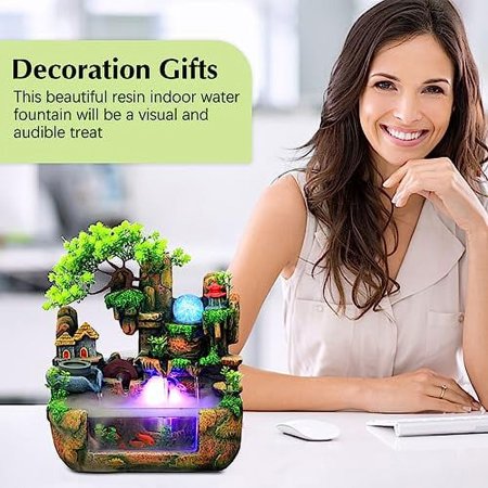 TTONSUE Indoor Relaxation Desktop Fountain Waterfall with Rockery, Zen Meditation Indoor Waterfall Feature with Automatic Pump,Desktop Fountain for Home, Bedroom Desk Decoration