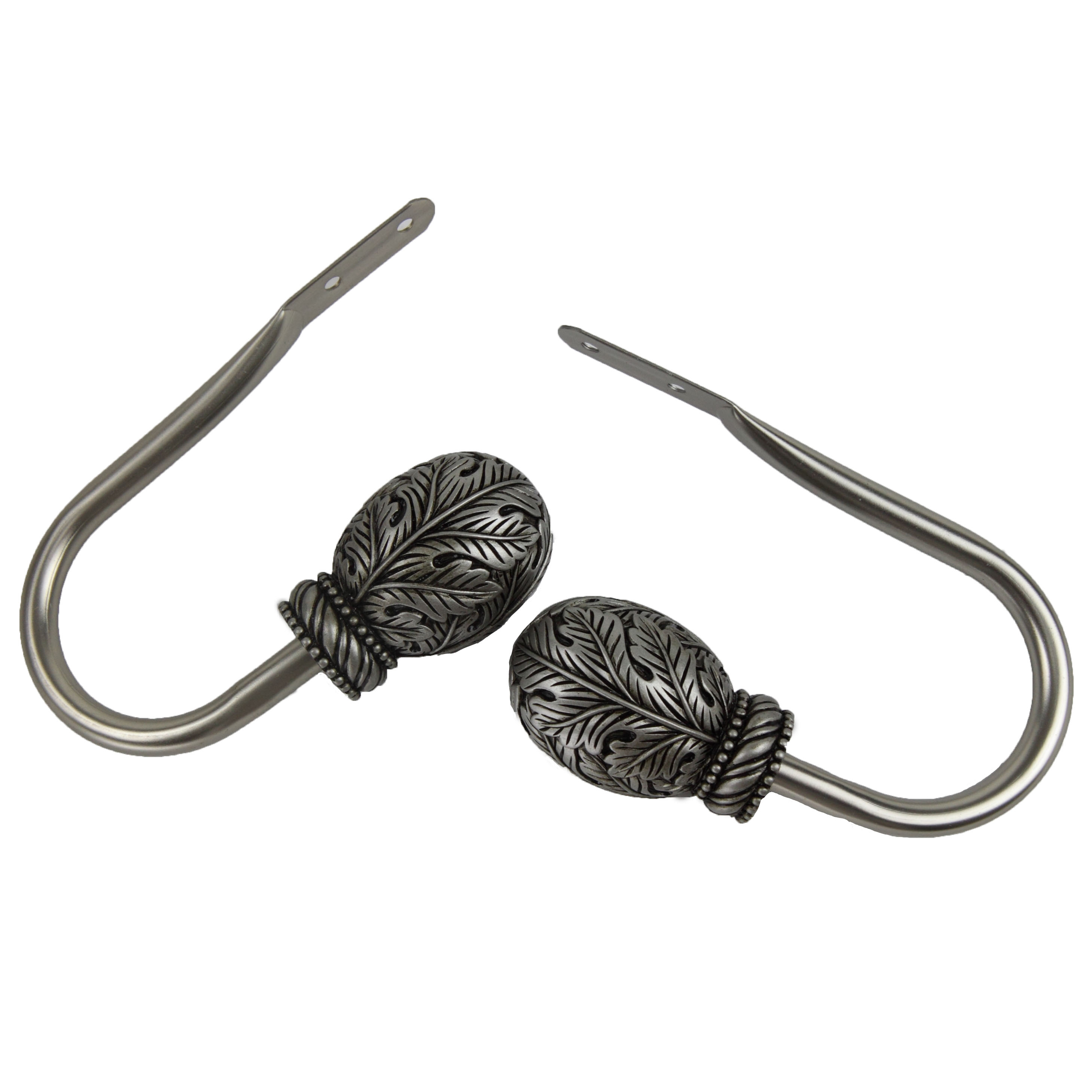 Santino Curtain Holdback Pair in Satin Nickel