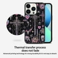 thumbnail image 3 of Cross Skull for iPhone 13 Pro Case, Cute Aesthetic Pink Fashion Skull Shock-Absorbent Protective,Black, 3 of 6