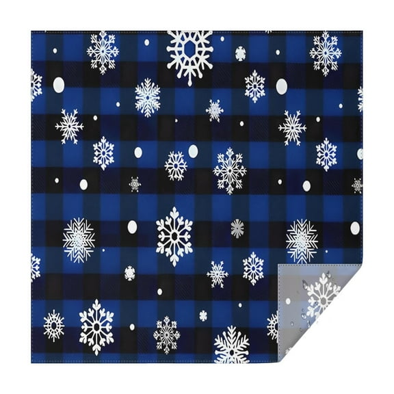 Blue Christmas Snowflake Pattern Square Tablecloth,Waterproof Square Table Cover,Wipeable Spillproof Washable Table Cover for Home Kitchen Party Decor 42"X42"(107x107cm)