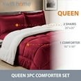 thumbnail image 3 of Swift Home 3PC Reversible Warm Plush Sherpa Faux Micromink Comforter Set, Burgundy, Queen, 3 of 6
