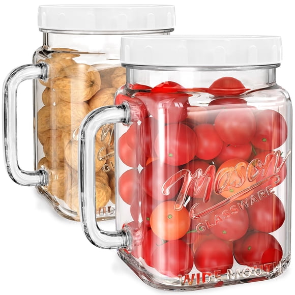 Frascos de vidrio tipo Mason Folinstall, 2 unidades, 2200 ml, boca ancha