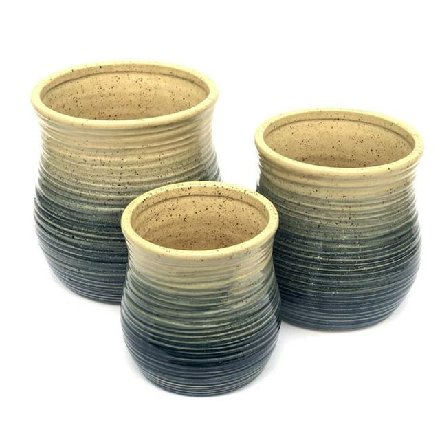 AFD Home 12017566 Ceramic Ocean Rings Vases, Blue - Set of 3