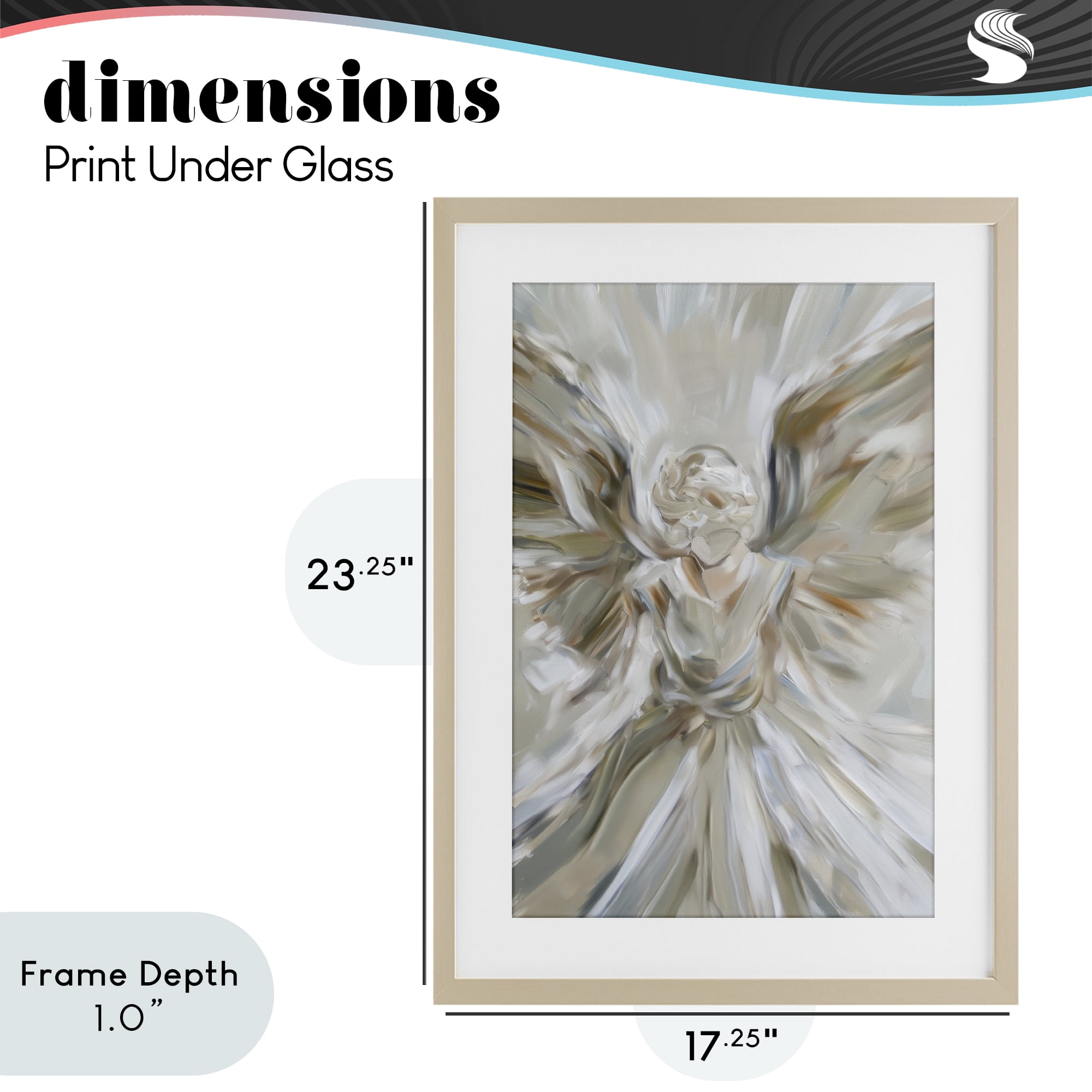 Stupell Industries Serene Angel with Flowing Wings Birch Framed Print Under Glass, design by Petal Prints Design