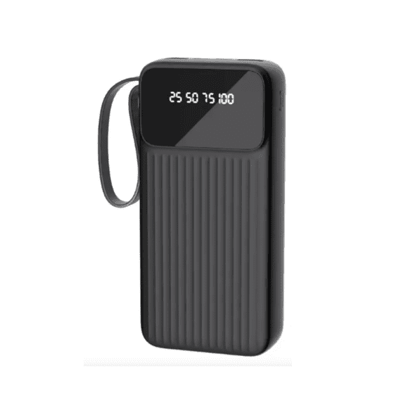 Power Bank 20000mAh con Pantalla Digital y 4 Cables Integrados Malubero Negro