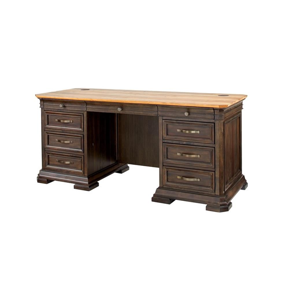 Pemberley Row Solid Wood Brown Executive Desk Rectangular Fully Assembled 60" x 30" x 28"